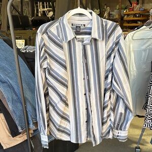 Men's Striped Casual Button Down Shirt